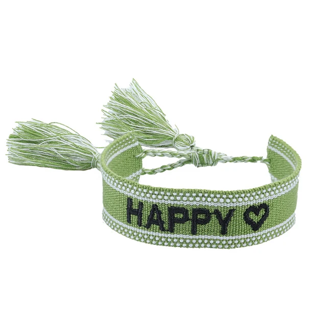 Boho tissé broderie amour poignet tricoté Bracelets d'enveloppement corde à la main tissage tressé glands ethnique femmes hommes bijoux