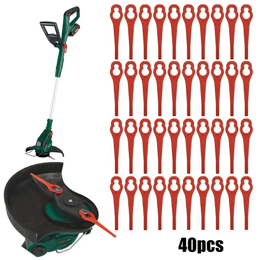 Lawn Mower Trimmer Blade Grass Trimmer Blade 40pcs Lawn Mower Plastic Blades Cordless For IAN 311046 For PRTA 20-LiA1 LIDL Garden Grass Trimmer Brush Cutter Parts