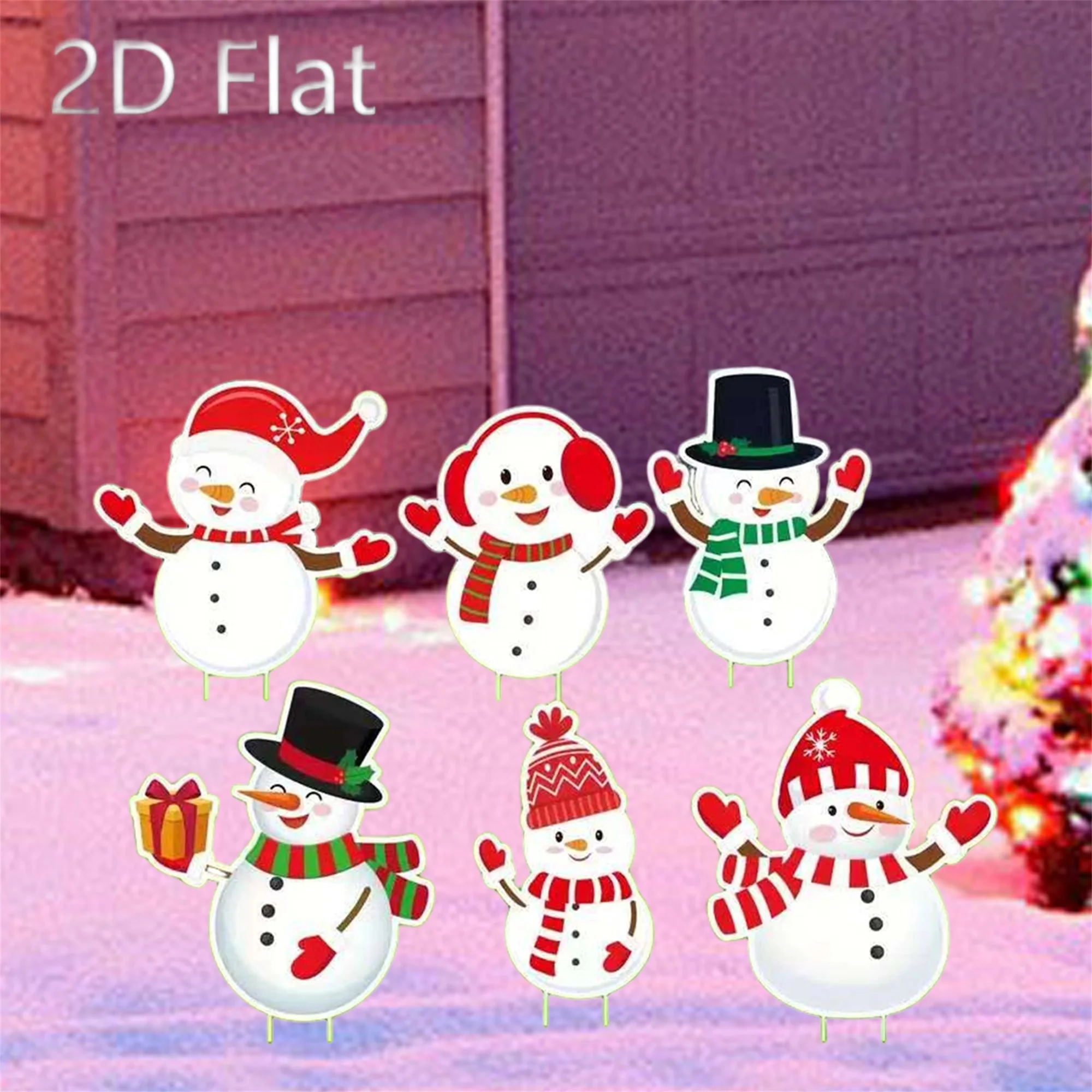 Christmas Yard Sign Cute Snowman Garden Stake for Lawn Outdoor Pathway Decoration