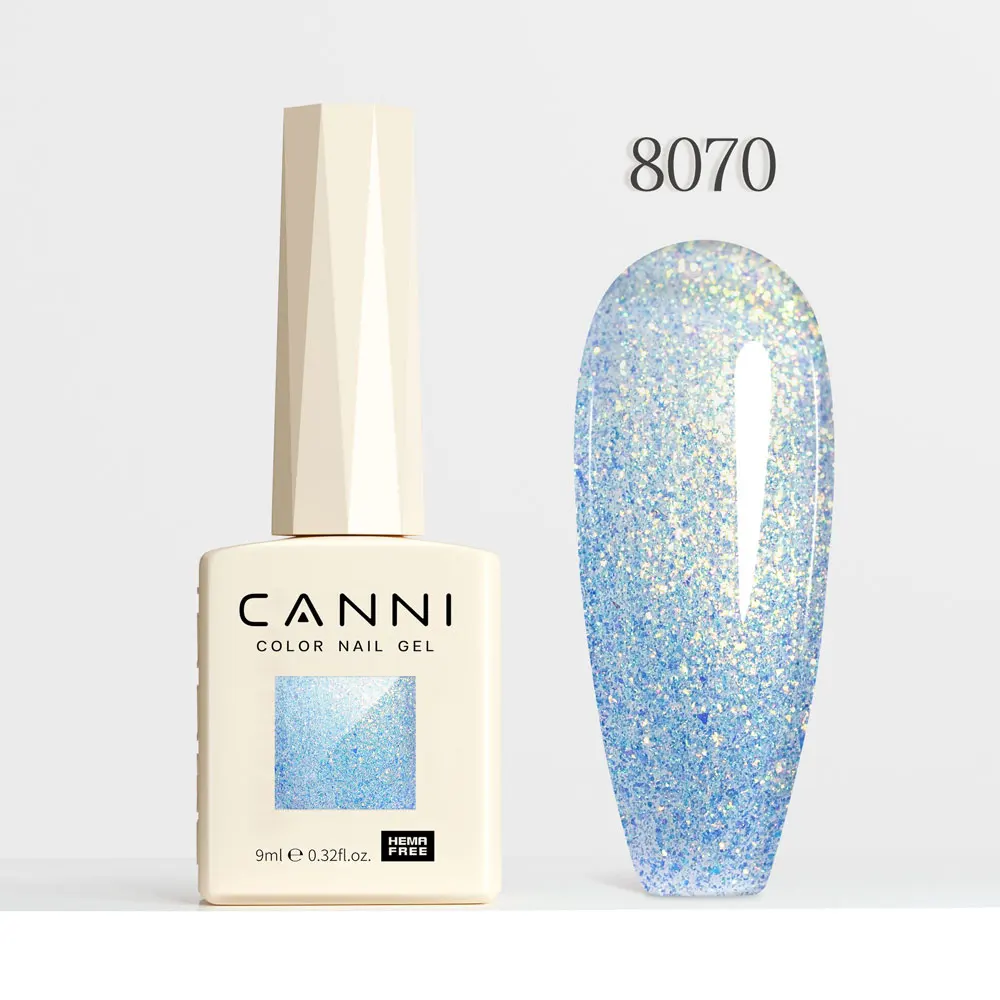 CANNI Super Glossy Glitter Cat Eye Nail Gel Polish - Hema Free Diamond Top Coat, Semi-Permanent UV LED Varnish