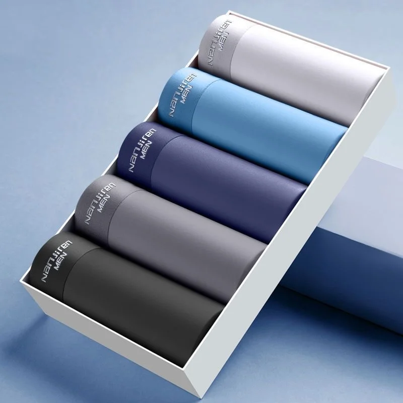 5pcs Mens Boxers Shorts Ice Silk Men Panties Seamless Sexy Underwear Man Underpants Panties Male Antibacterial Breathable Briefs