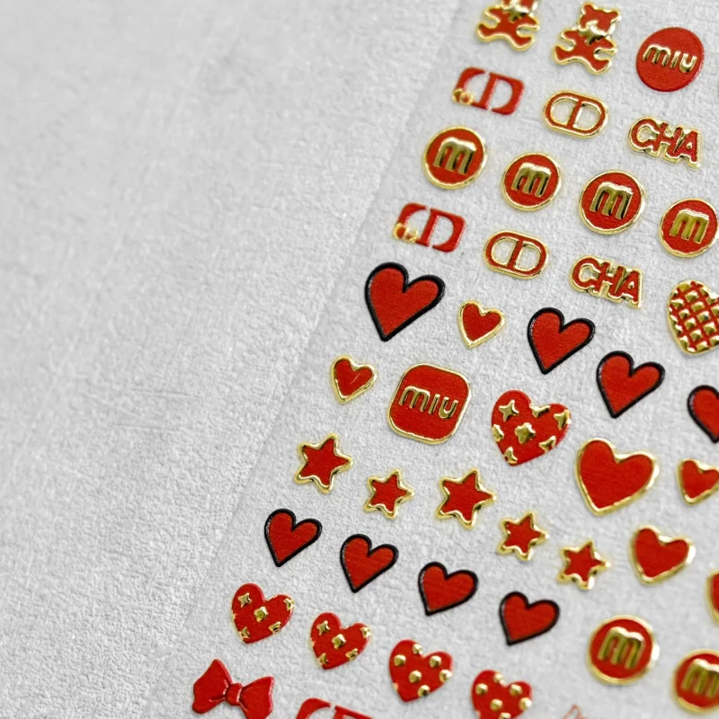 

[Meow.Sensei] Gilding Nail Stickers Love Enchanting Cooperation Japanese Style Nail Sticker Bear Love Nail Ornament