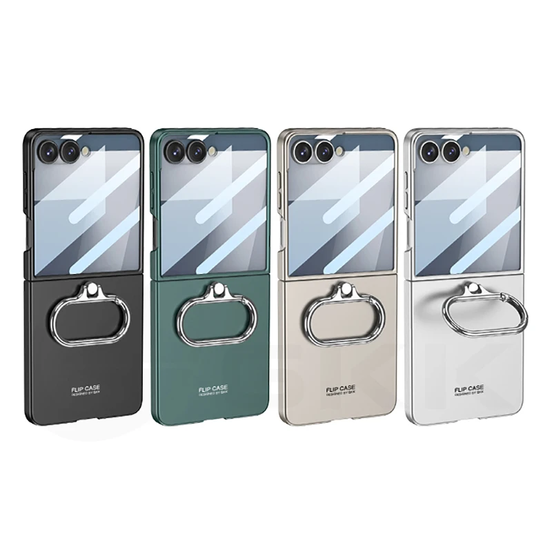 Ultra-thin Armor Ring Holder Case for Samsung Galaxy Z Flip 7 Back Screen Glass