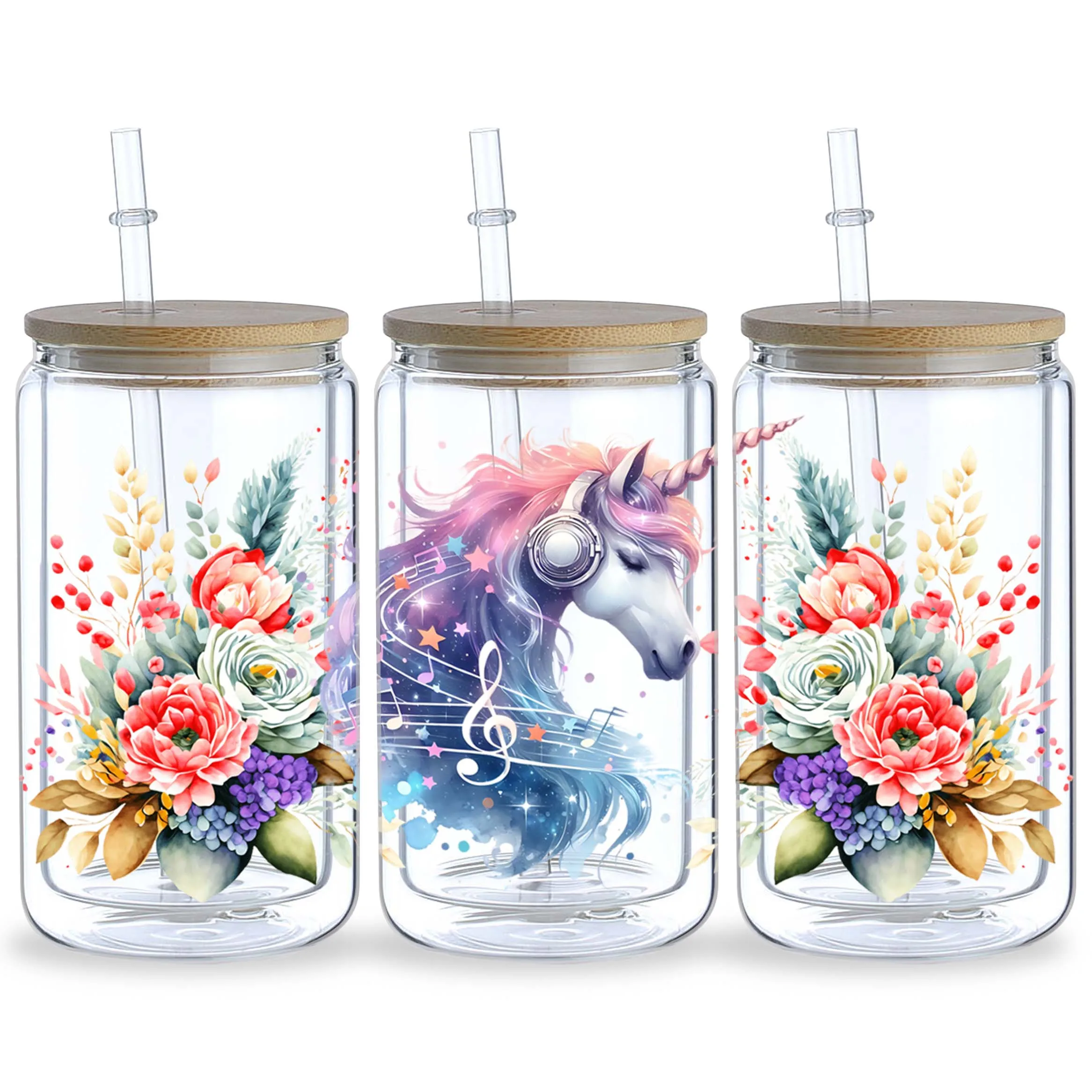 5 Sheets Of Unicorn UV DTF Transfer Stickers Mug Waterproof Stickers Suitable for DIY Crafts For 16 oz glass uv dtf wrap transfer