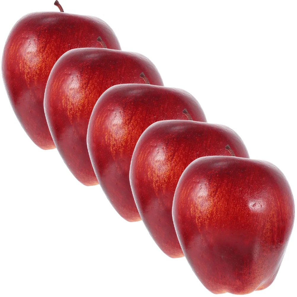 5 Pcs Fruit Simulation Red Snake Model Fake Delicious Apples Display Fruits Orange Dining Table Artificial Kitchen C
