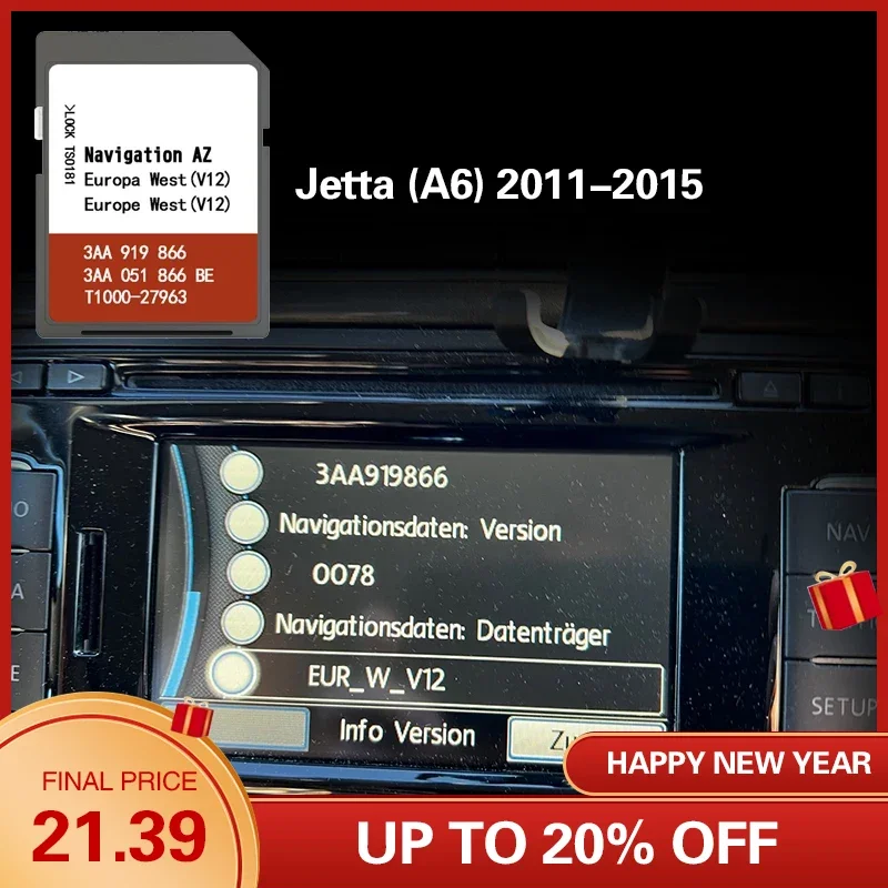 Per Jetta (A6) 2011-2015 Rns 315 Western Europe Portogallo San Marino 8Gb Sd Maps Card