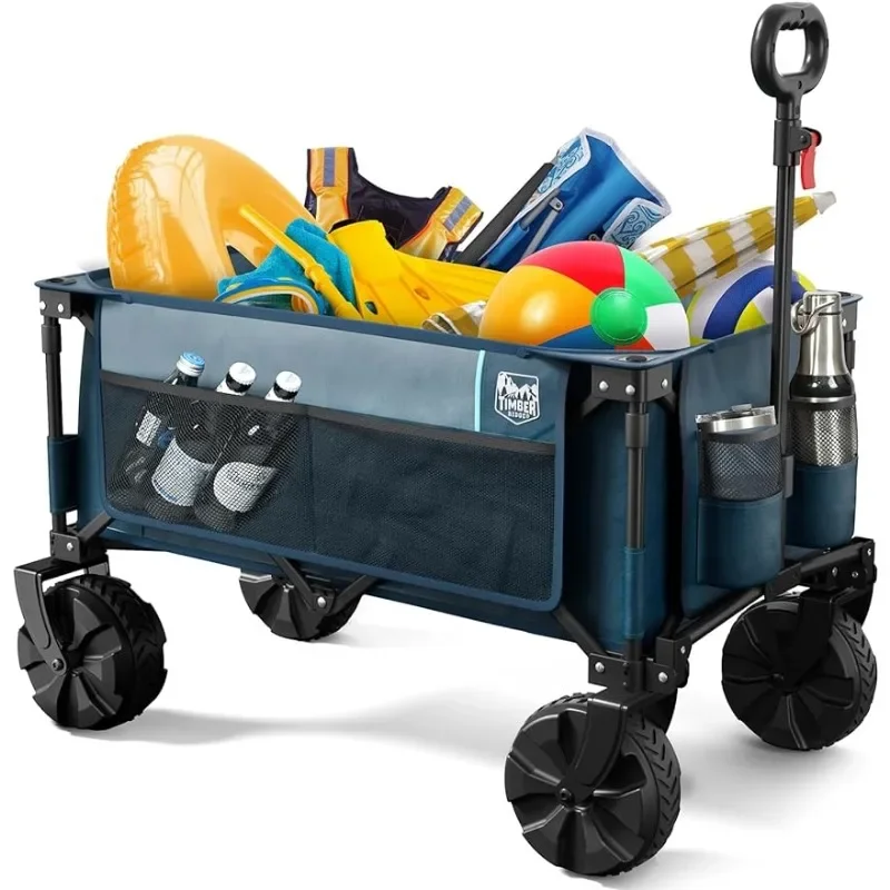 

TIMBER RIDGE Outdoor Collapsible Wagon Utility Folding Cart Heavy Duty All Terrain Wheels for Shopping Camping Garden