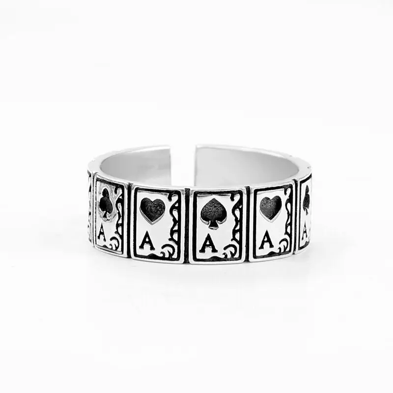 Vintage Punk Poker Card Zircon Ring Image 11