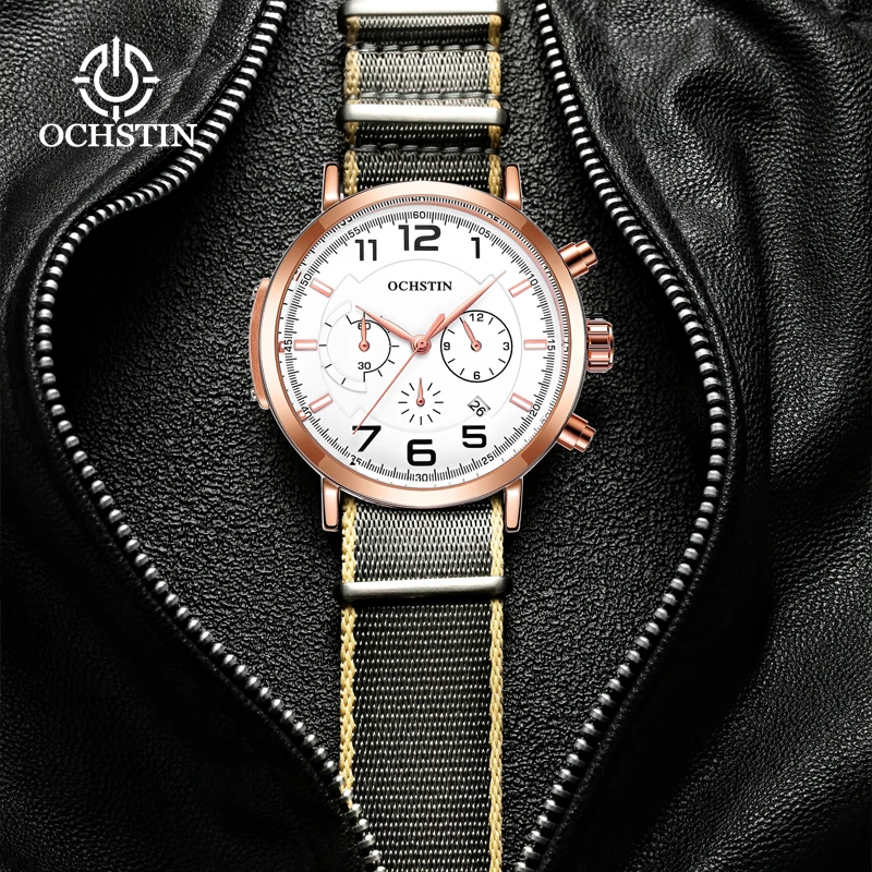 

OCHSTIN new creative nylon series watch watch multifunction quartz movement watch 2024 new fashion atmosphere men's quartz watch