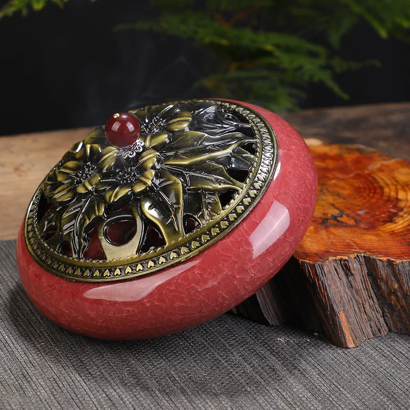 Y The Large Mosquito Coil Tray Living Room Incense Sticks Burner Dragon Sandalwood Ceramic with Lid Home Fireproof Cone Censer - Image 3