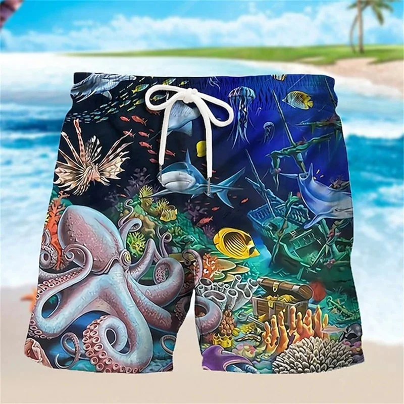 3D Printed Sea Turtle Board Shorts Men Women Marine Animal Pattern Beach Shorts Outdoor Fashion Casual Oversize Kids Swim Trunks 4