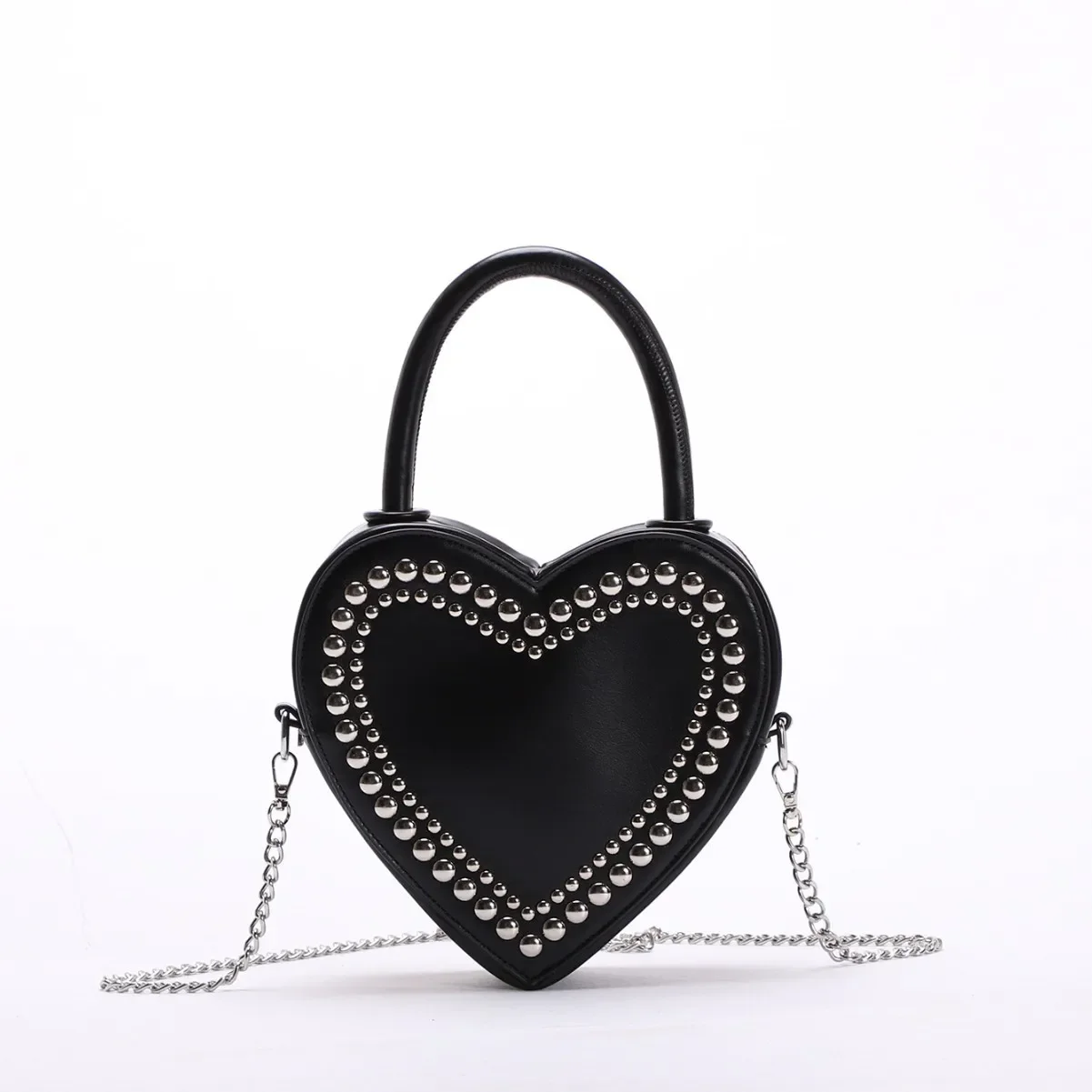 Love Heart Shaped Bag High Quality Leather Shiny Burgundy Purse Fashion Luxury Shoulder Crossbody Ladies Marry Party Wallet