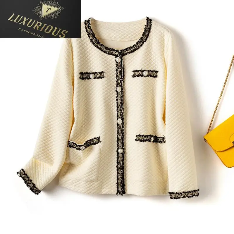 

Женская короткая куртка, однобортная вязаная куртка контрастных цветов, весна-осень 2024