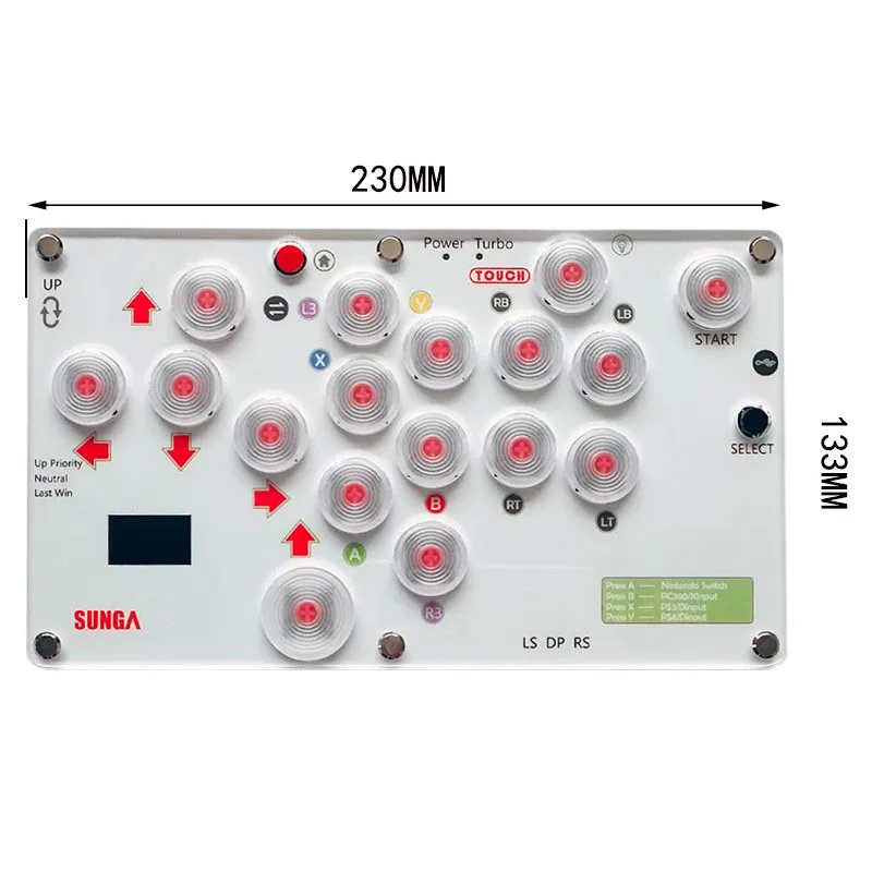 Sunga 17-Botton Mini Controller Arcade Fight Stick Controller Di Gioco Con Schermo Per Hitbox Pc/Ps4