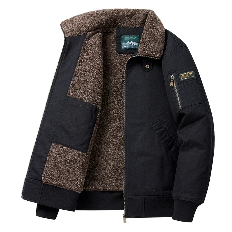 

2023 New Men Winter Fleece Minimalist Lapel Jacket Men Autumm Casual Fashion Windproof Warm Outdoors Jacket Male Plus Size 5XL