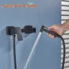Matte Black Wall-Mounted Brass Bathroom Bidet Faucets High Pressure Sprayer Shower Tap Toilet Washer Hot and Cold Water Mixers 1
