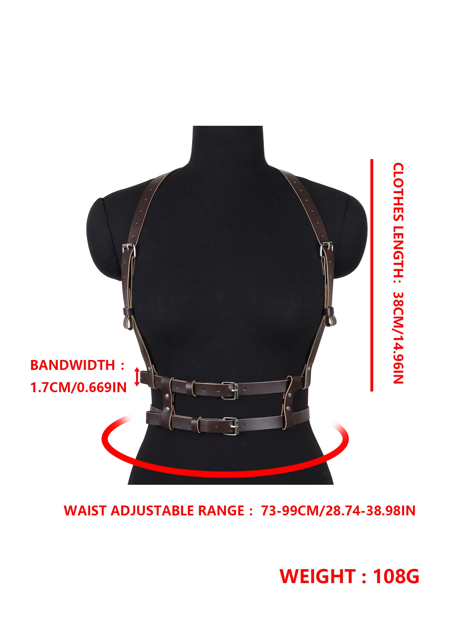 PU Damen-Brustgurt, Punk-Stil PU-Korsettgürtel, Schwarzer Harness-Gürtel, Gothic-Stil PU-Gürtel – Detail 2