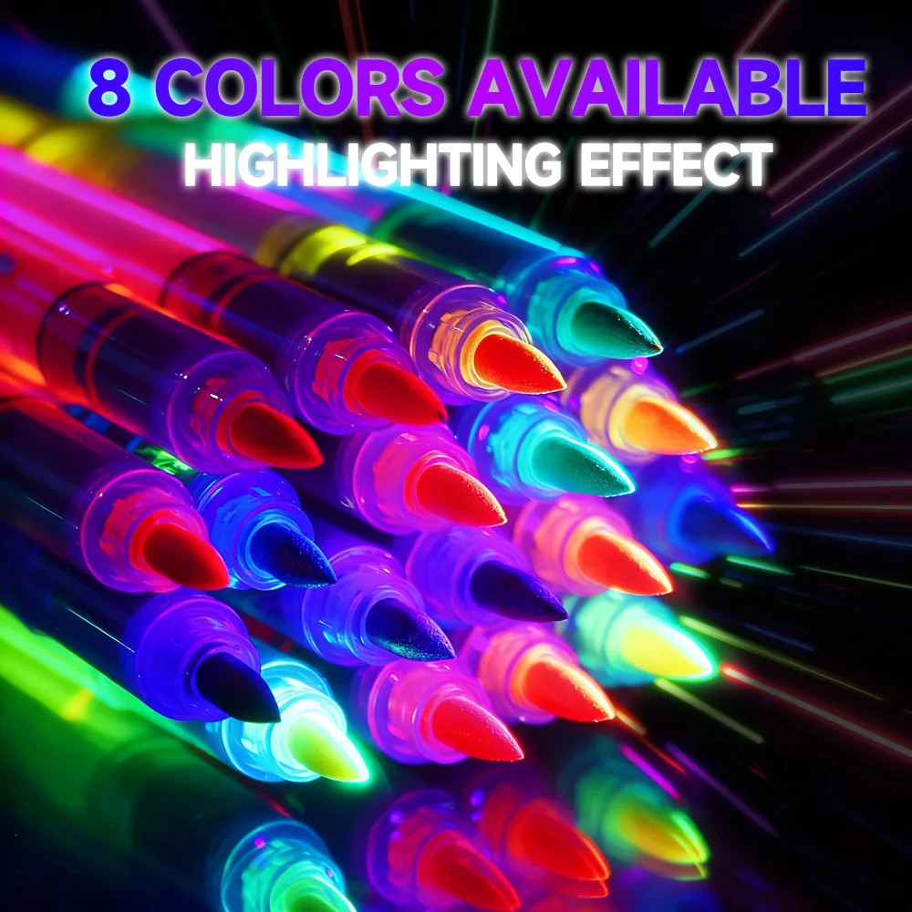 1개 형광펜 발광 형광펜 부드러운 브러시 팁 그림 그리기 CD DIY 피부 할로윈 선물 미술 학교 문구류