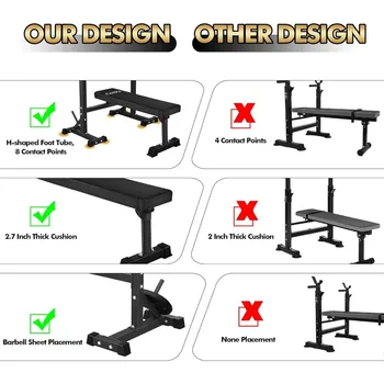 CANPA Weight Bench with Squat Rack Workout Bench Adjustable Barbell Rack Stand Strength Training Home Gym Multi-Function 5