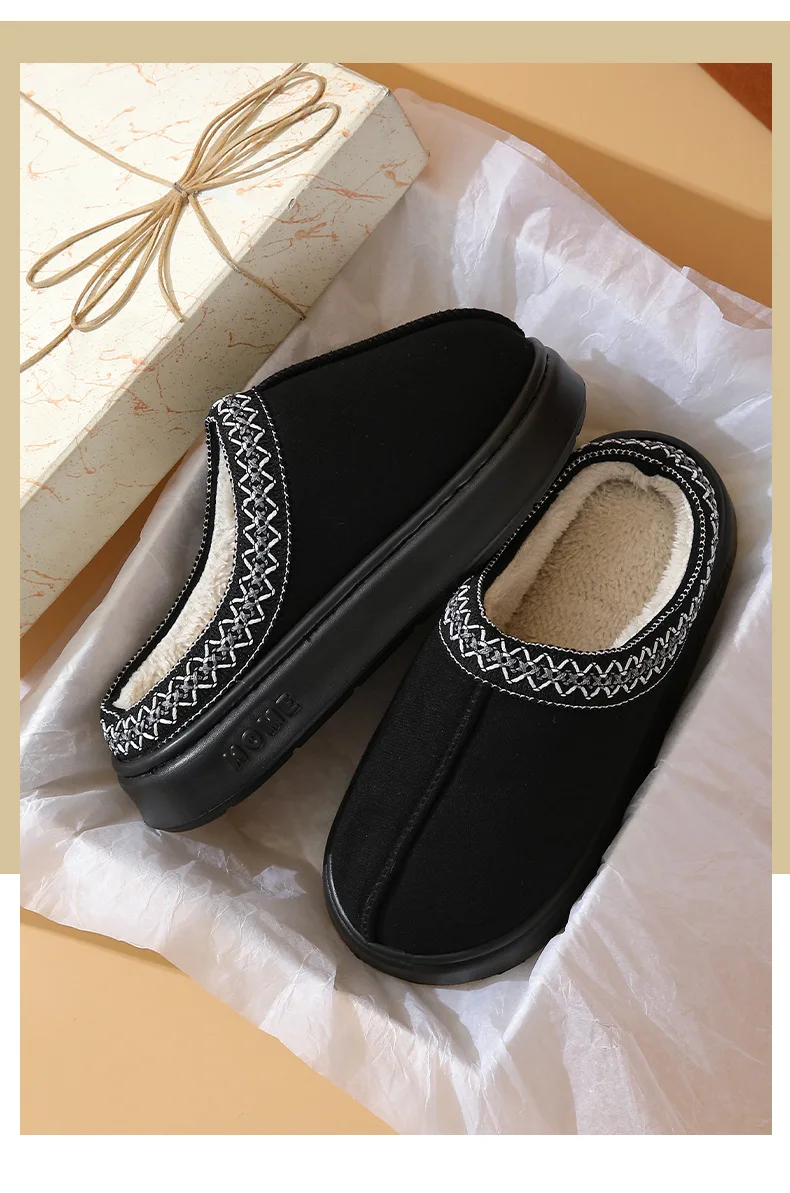 Women's Platform Plush Slippers Warm Winter Indoor Comfort Slides_voghion.com