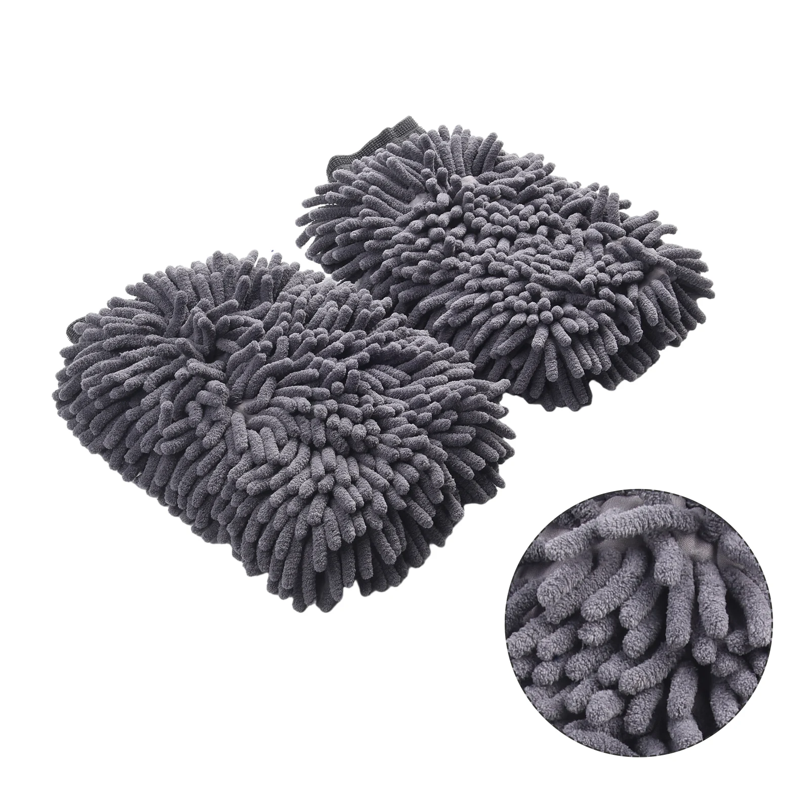 

2 In 1 Car Wash Microfiber Chenille Gloves Thick Car Cleaning Mitt Wax Detailing Brush Glove For Car Care Accessories 2pcs