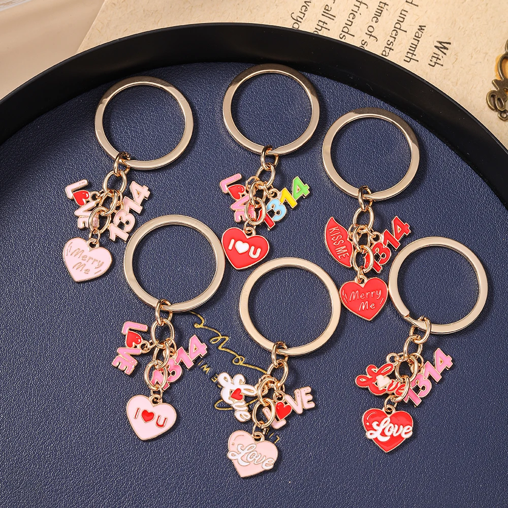 Aihua Niedlicher Emaille-Liebesherz-Schlüsselanhänger für Frauen und Mädchen, Romantischer Herz-Schlüsselring-Anhänger für Handtaschen-Deko, DIY Handgemachter Schmuck, Geschenke