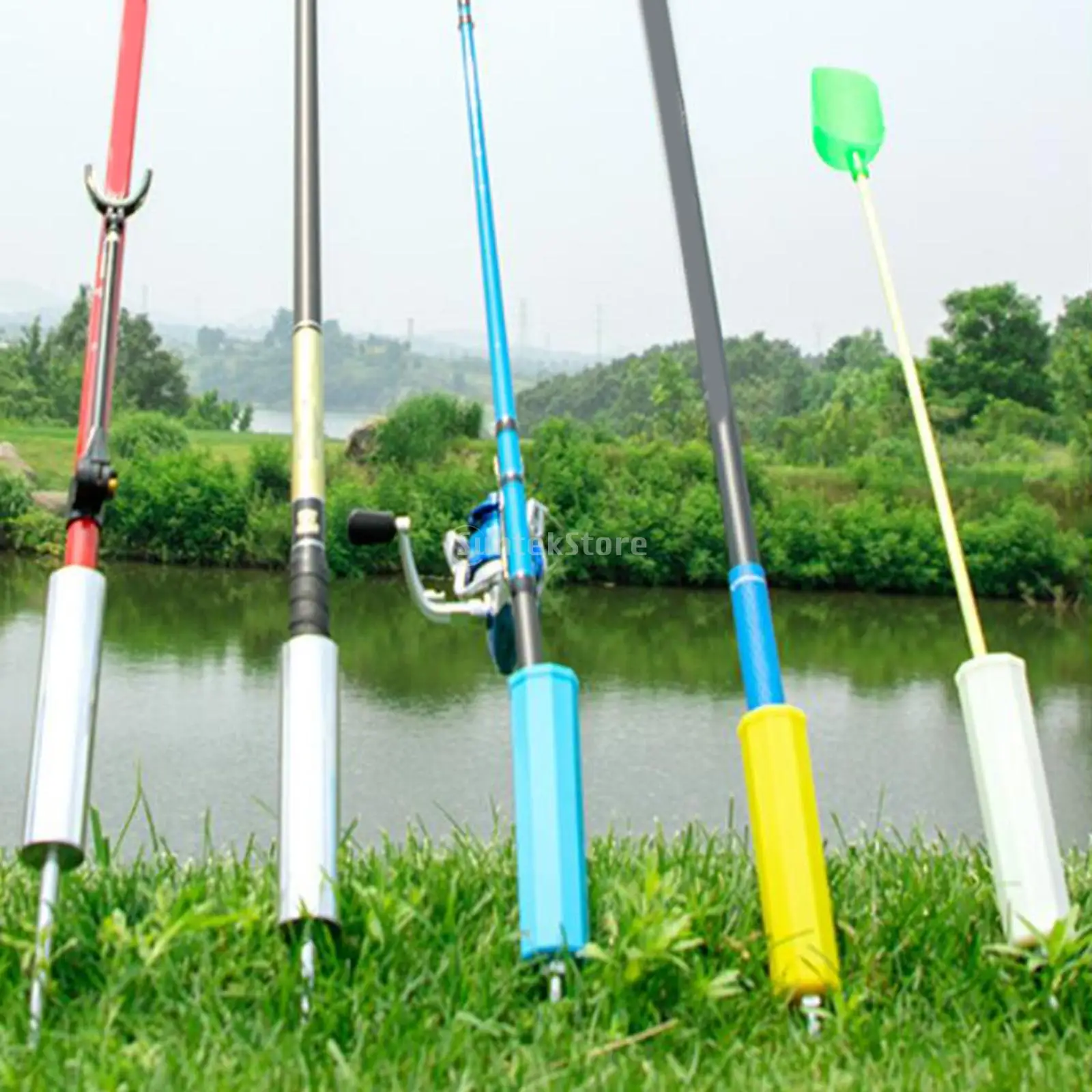 Fishing Rod Holder,Fishing Rod Bracket,Fishing Rod Support,Fishing Rod Rest Fishing Rod Holder PVC Thickened Telescopic Fishing Rod Bracket Dual Purpose Bracket Ground Support Stand
