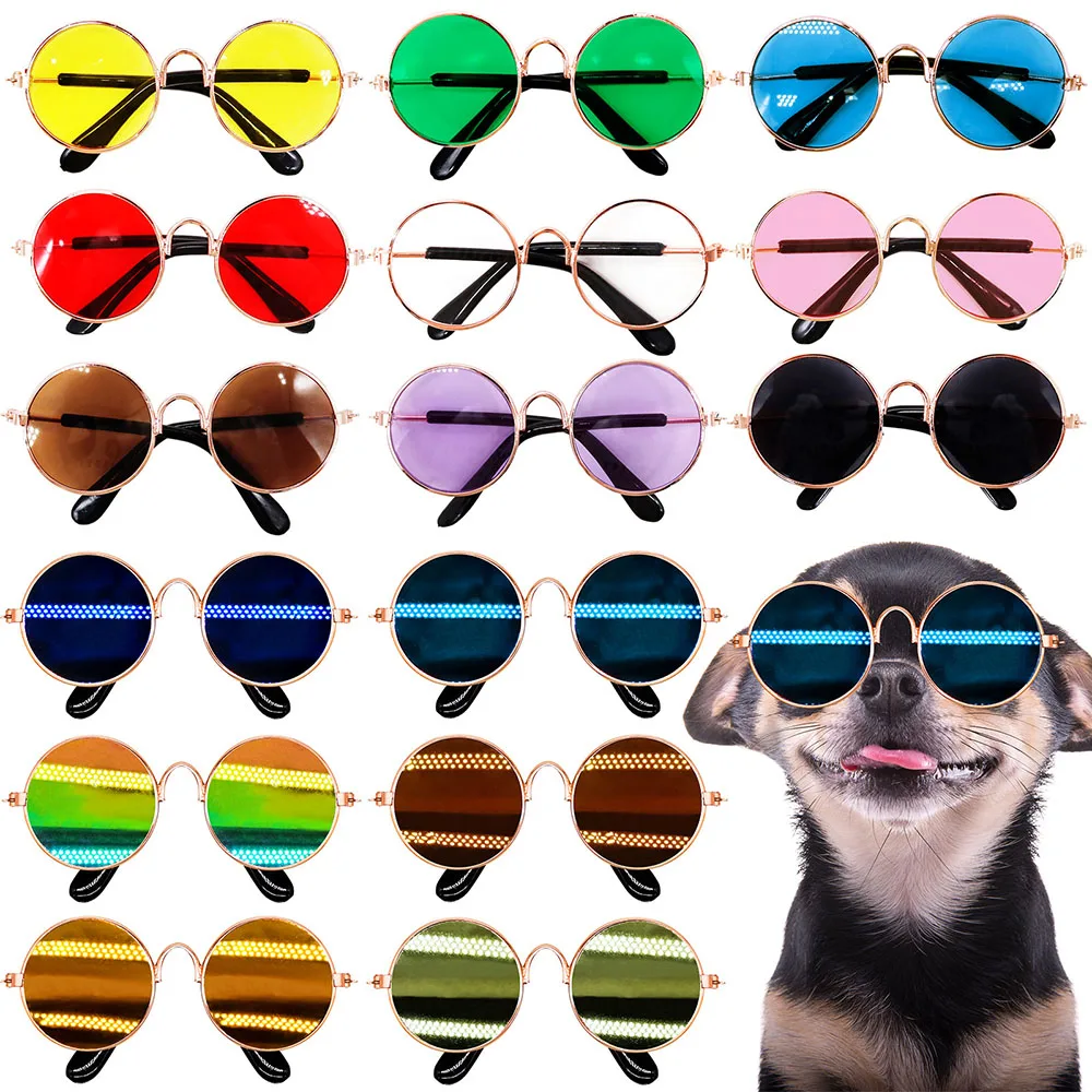 

Lovely Vintage Round Dog Cat Sunglasses Puppy Photos Props Decorations for Dogs Reflection Eyewear Glasses Props Accessories