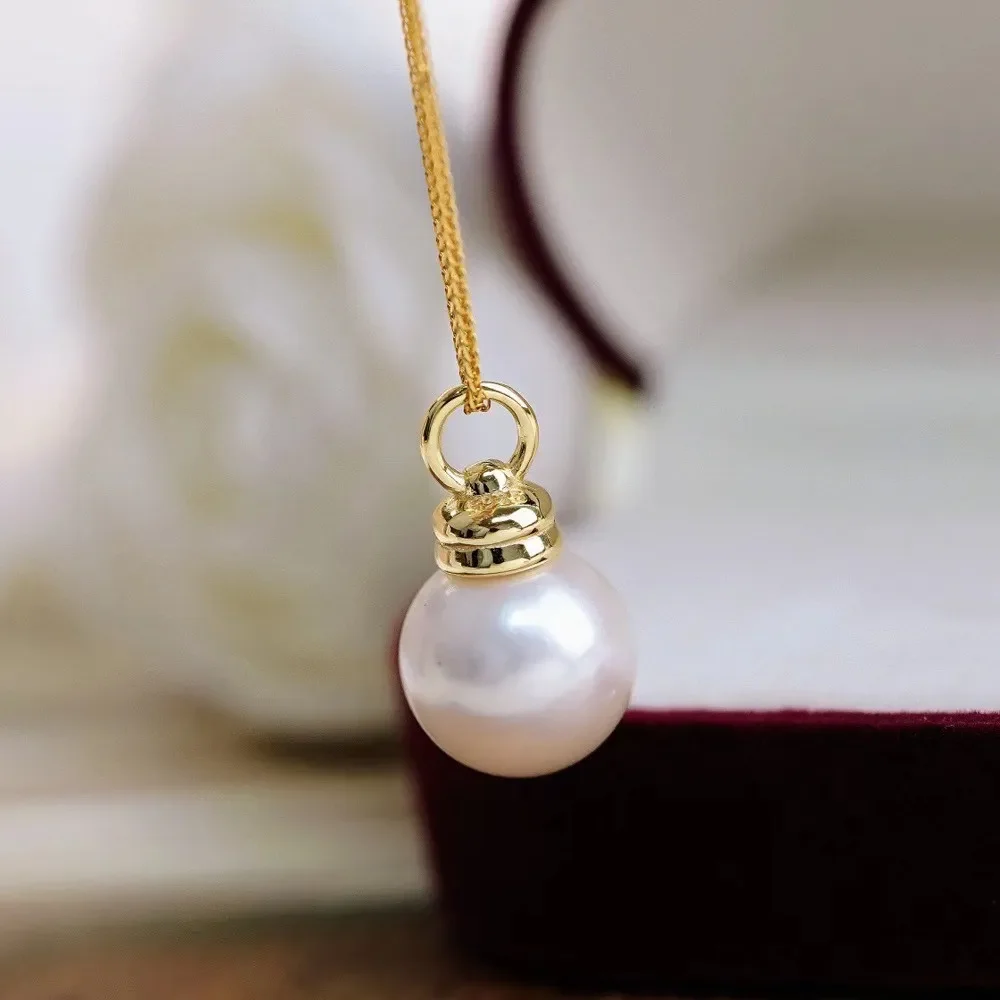 

DIY Pearl Accessories S925 Sterling Silver Pendant with Empty Support Gold Silver Necklace Pendant Fit 9-13mm Round Beads D325