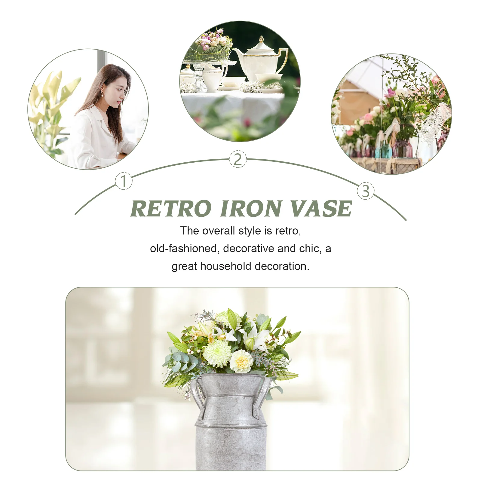 Tin Bucket Retro Iron Vase Creative Flower Pot Artistic Vintage Old Treatment Milk Jug Stylish 5