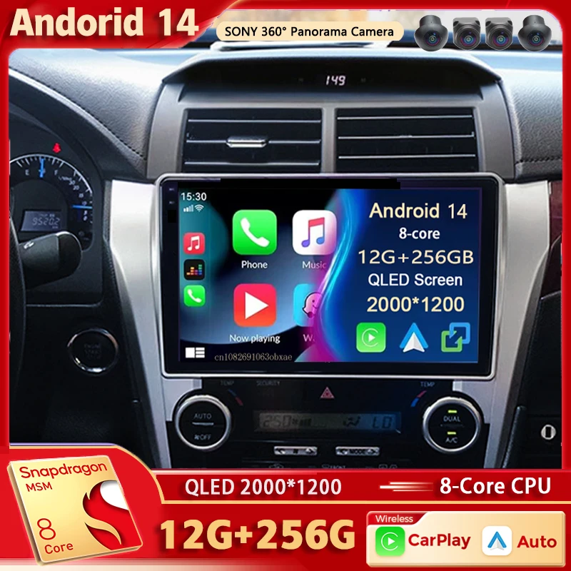 

Android 14 For Toyota Camry 7 XV 50 55 2011 - 2014 2K QLED Android Car Radio Multimedia Video Player GPS AI Voice CarPlay Stereo