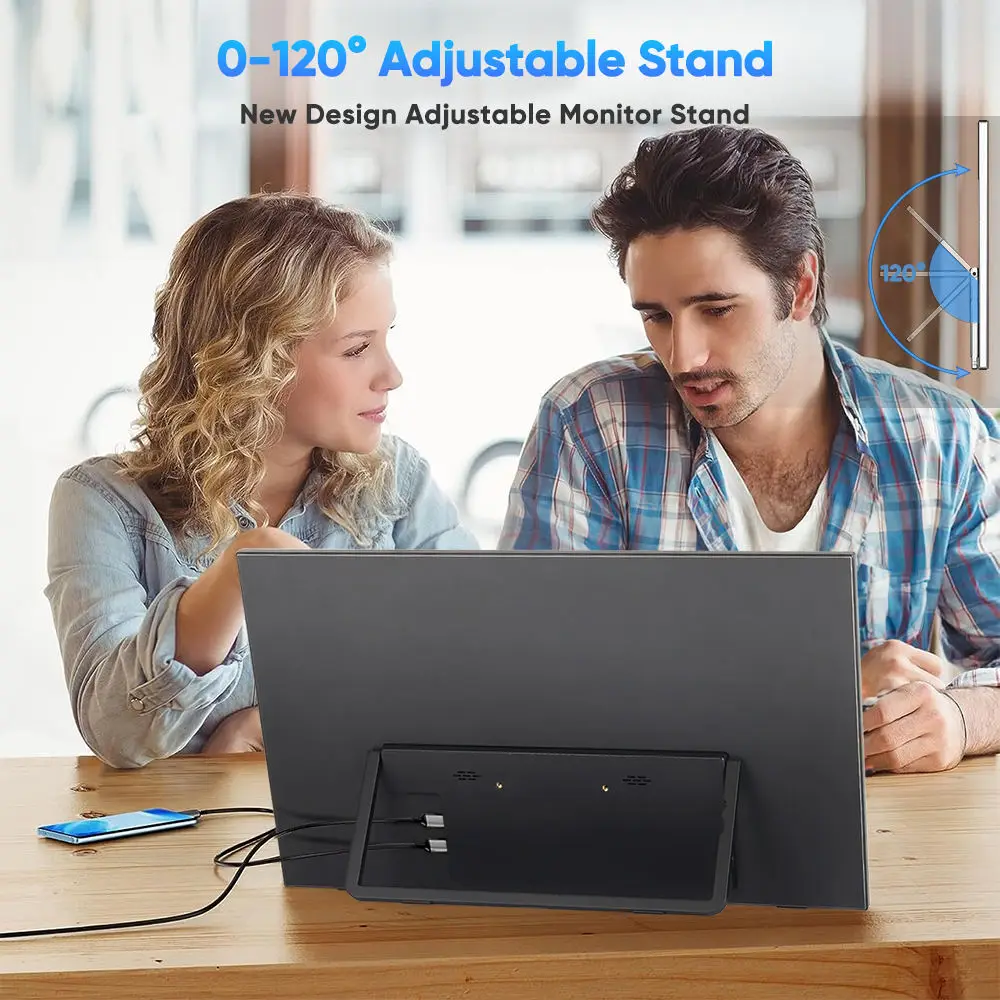 23.8인치 120Hz 휴대용 모니터 FHD 100% sRGB 외장 게이밍 스크린 USB C LS 스탠드 VESA 미니 PC 노트북 확장용 MAC 휴대폰 연결 가능