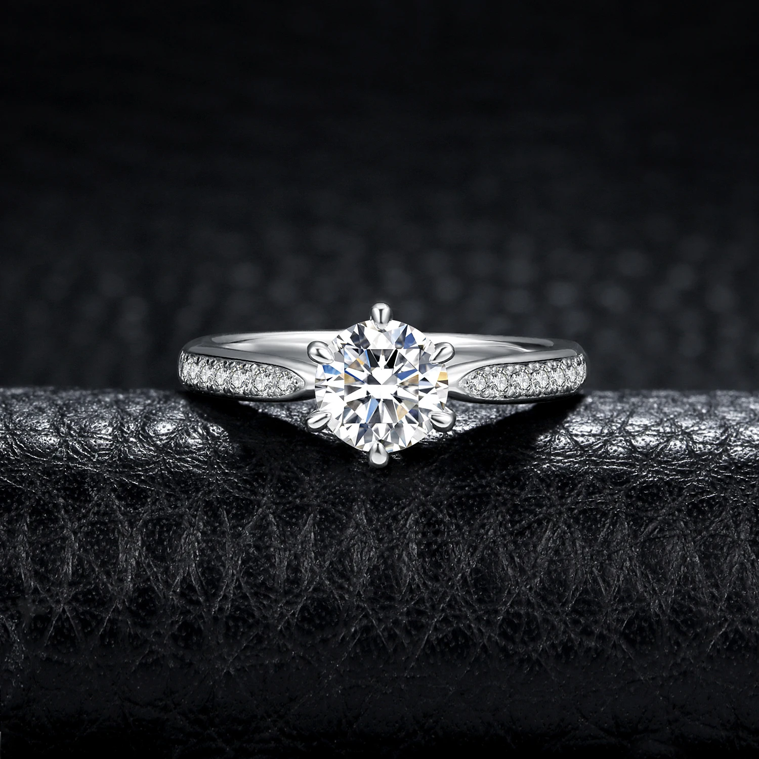 JewelryPalace 5A CZ Solitaire Classic Design 925 Sterling Silver Wedding Engagement Ring for Woman Anniversary Gift Fine Jewelry