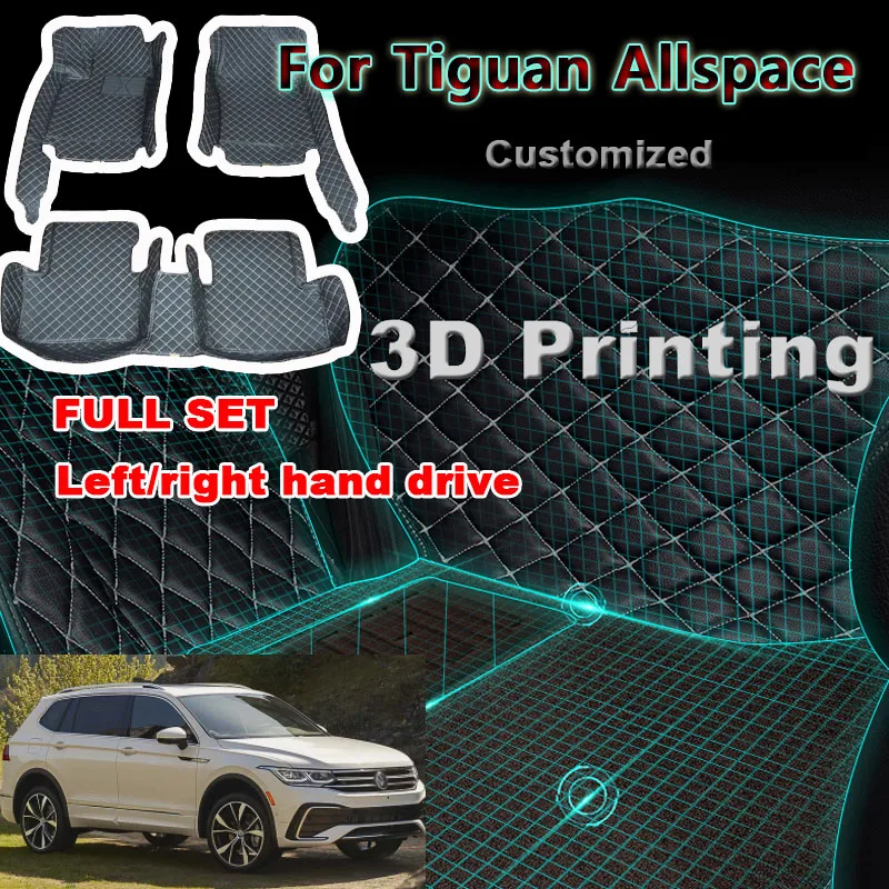 

Car Mats Floor For Volkswagen Tiguan Allspace LWB 2017~2022 7seat Leather Not Computer Box Under The Driver Seat Car Accessories