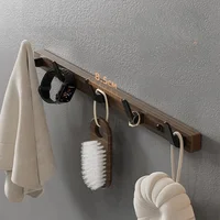 Wood Walnut clothes hanging hook,without punching wall hanging cap holder,door hanging hook key hook key holder without drilling 2