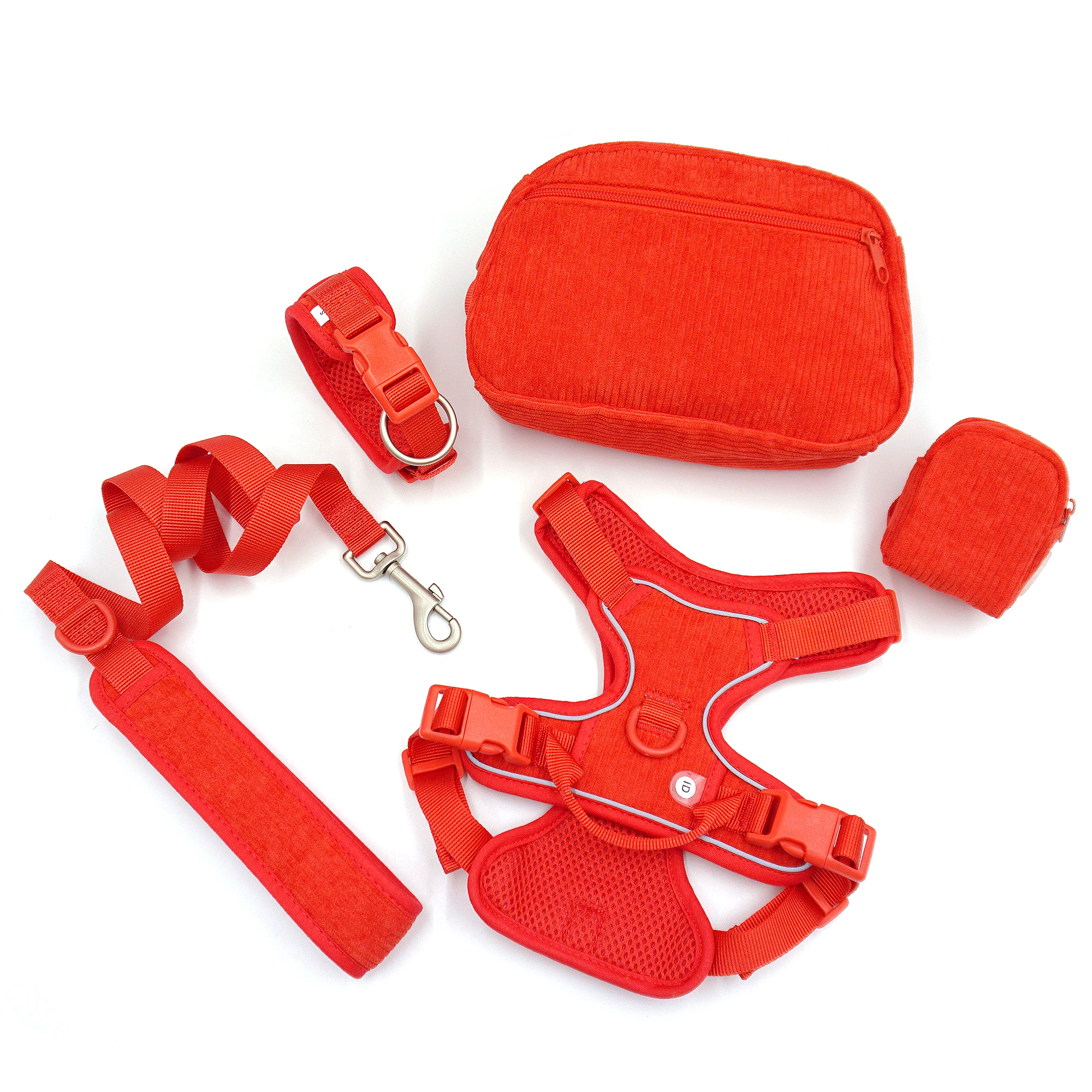 Trending Products s Red Corduroy Poop Bag Eco Friendly with Holder Pet Collars Leashes Soft Nylon Dog Collar