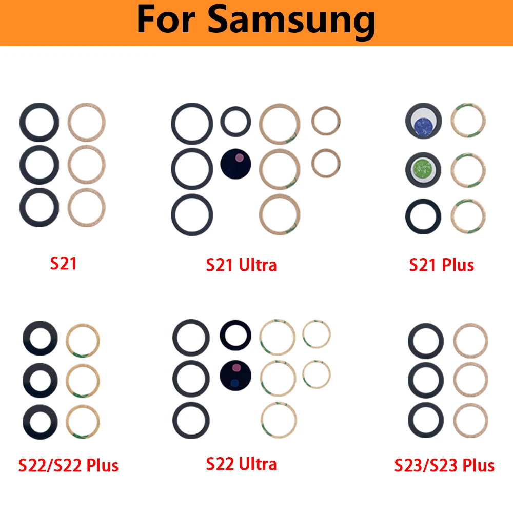 

50Pcs Back Camera Glass Rear Camera Lens For Samsung S23 S22 S20 Plus Ultra With Sticker Repair Parts Rear Camera Glass Lens
