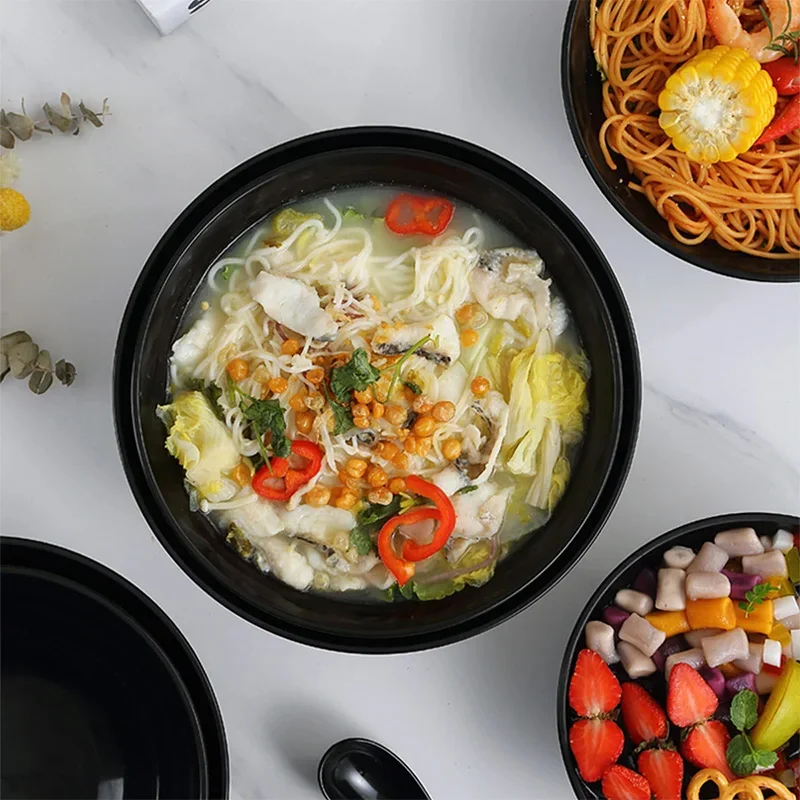Black Striped Bowl Large Caliber Capacity High Temperature Resistance