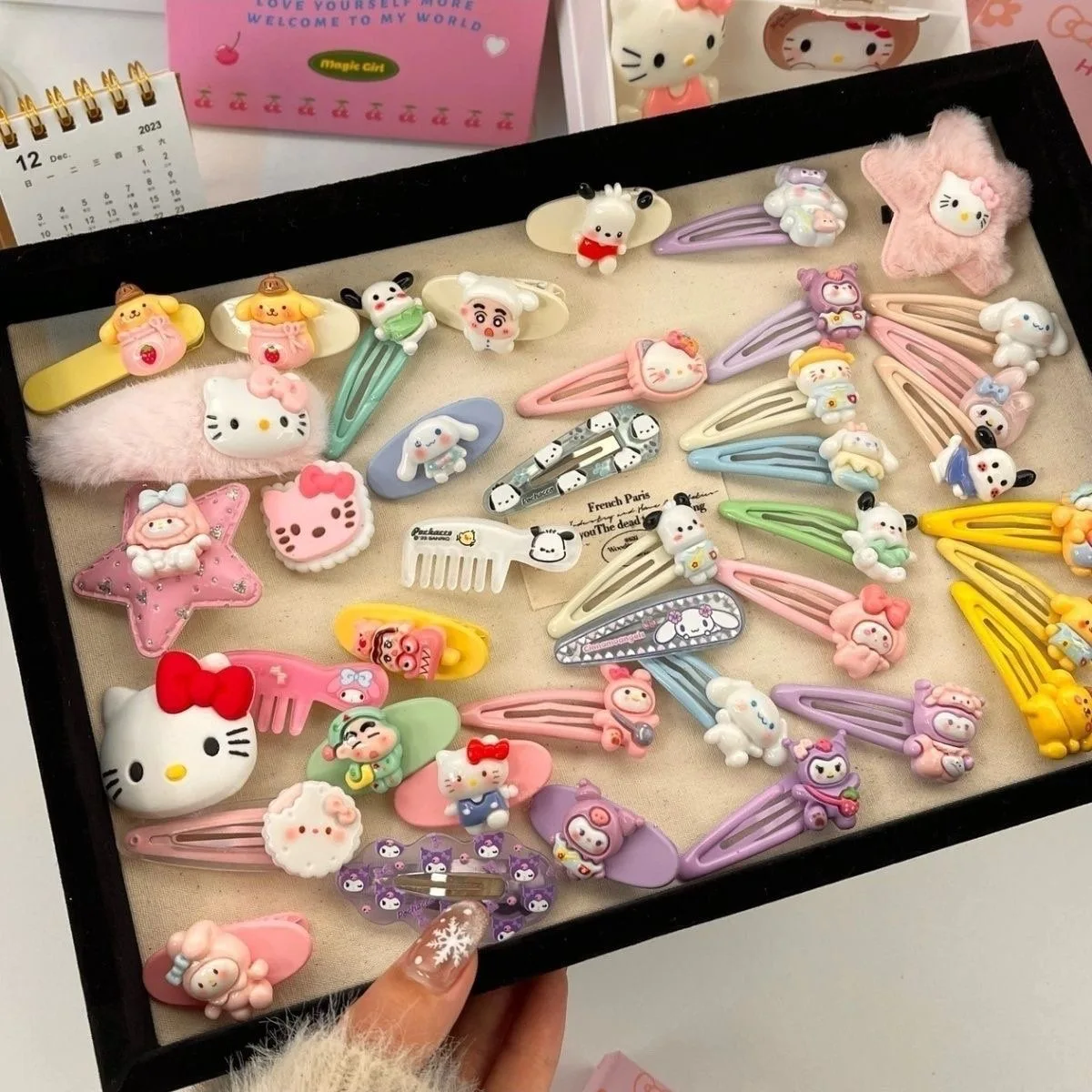 新品POTETE SANRIO BIGCLIP HELLO KITTY Hello Kitty Face Large Paper Clip