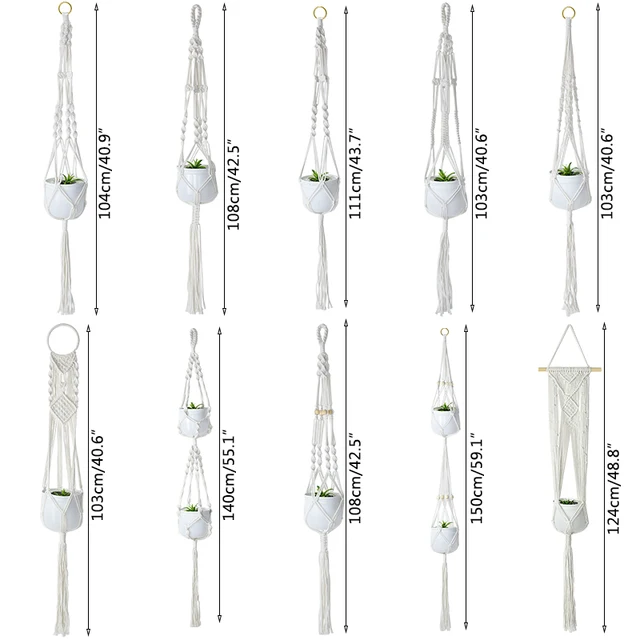 Növényi Fogasok Beltéri Függő Ültető Tartó Kosár Fa Gyöngyökkel Dekoratív Virágcserép -Tartó Bojt Boho Otthoni Dekorációhoz - Image 6