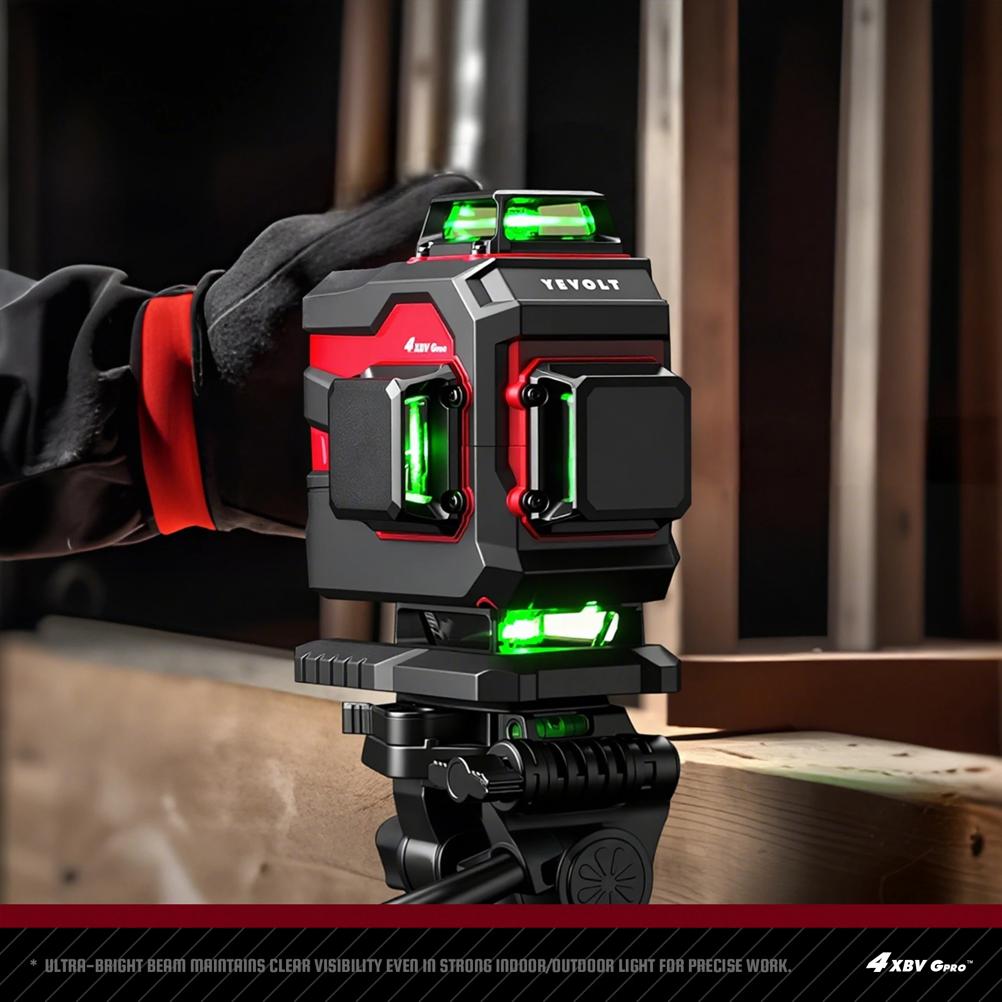 Laser Level 16 Lines 4-Plane Green Laser Level Tools 4D 3Ah/5.2Ah Power Self-Leveling Machine Horizontal & Vertical