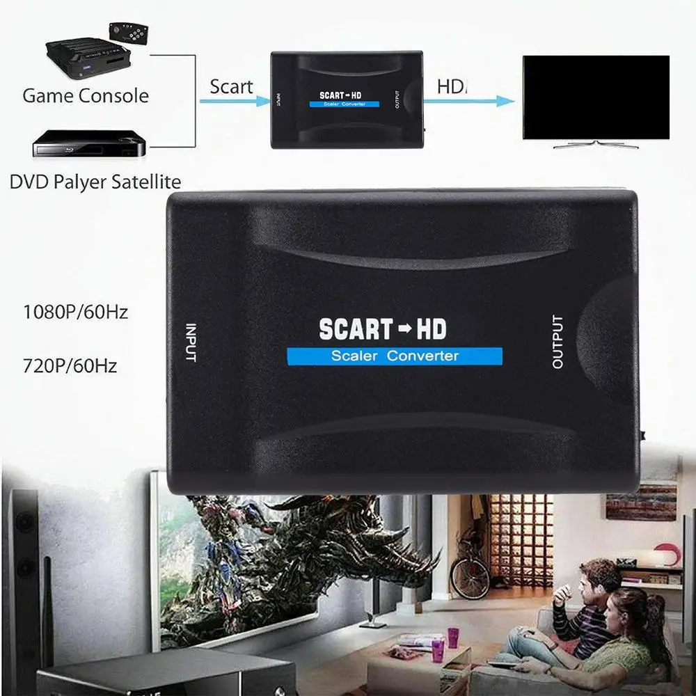 

FHD 1080P SCART To HDMI-compatible Audio Video Upscale Converter AV Signal Adapter For HD TV DVD For Sky Box STB Television U8P8