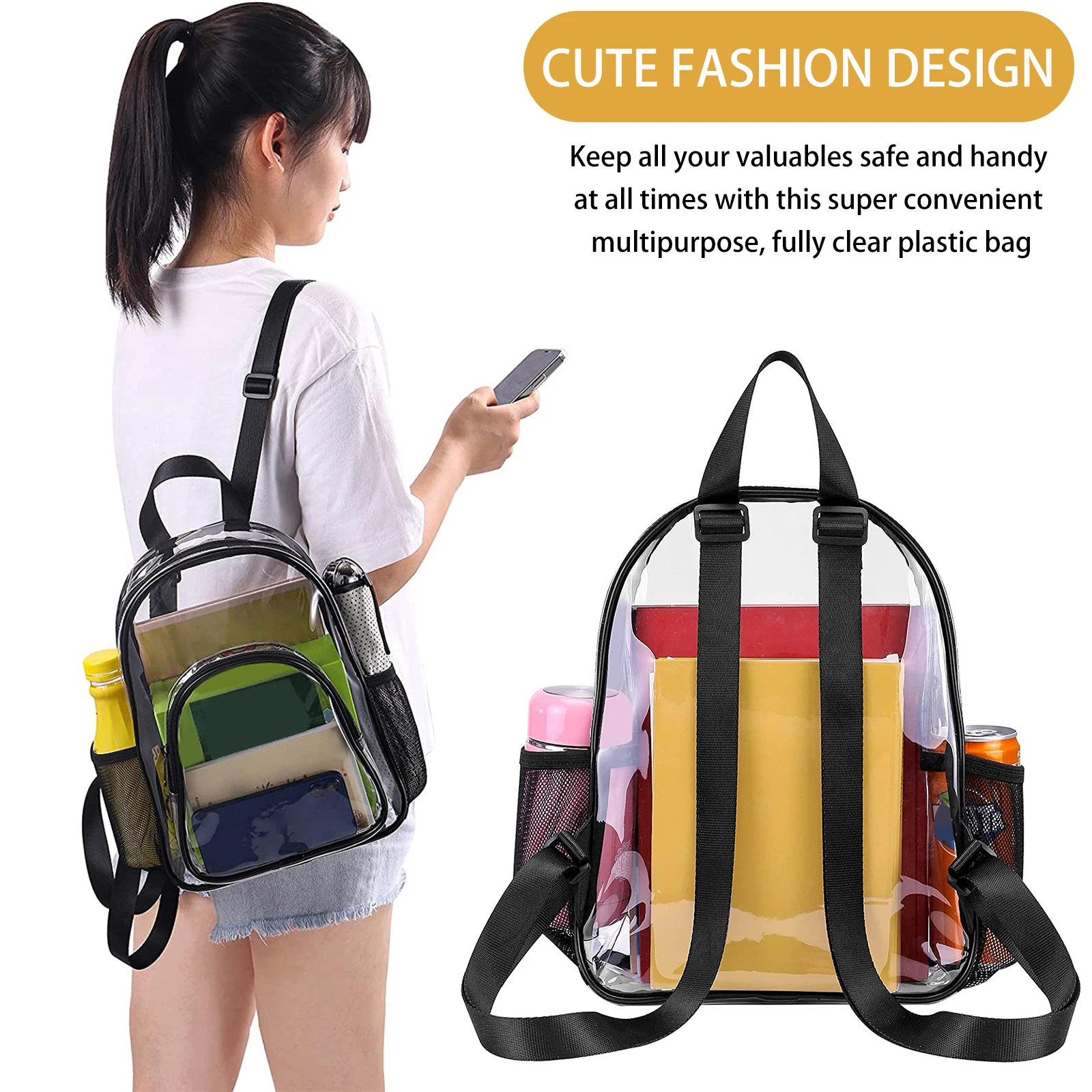 Transparent PVC Backpack for Outdoor Sports and Travel