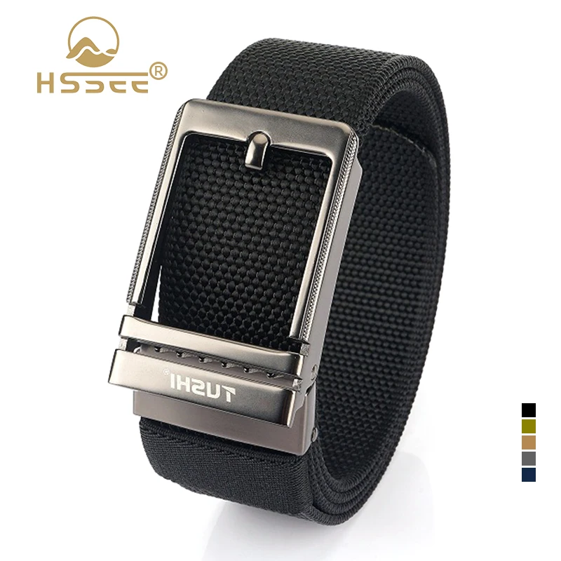 

HSSEE New Casual Belt for Men Alloy Metal Automatic Buckle Jeans Belt Tight Nylon Tactical Outdoor Belt Girdles Male Gift