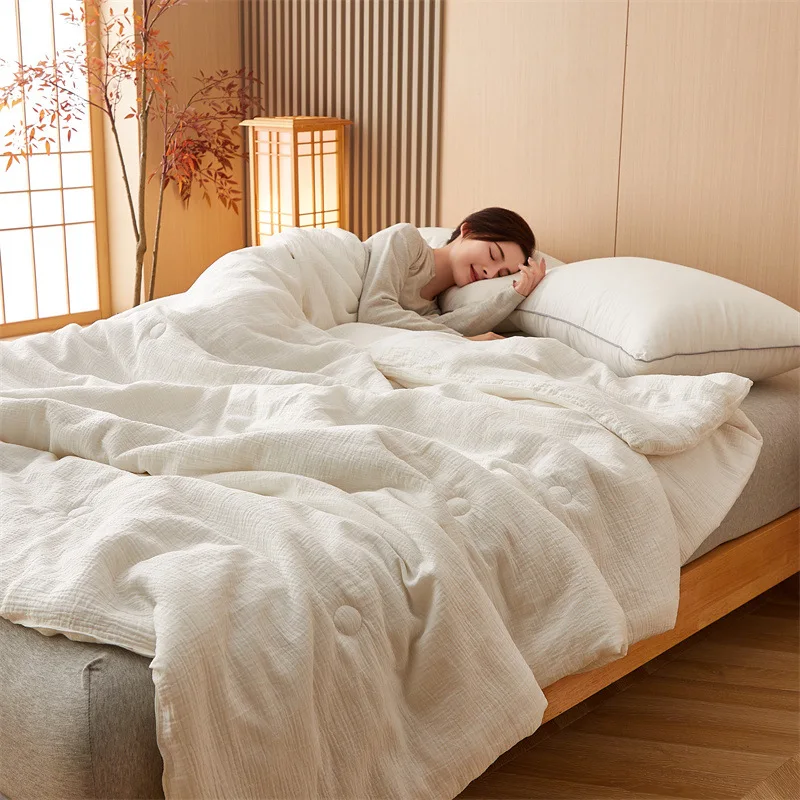 

2-layer Yarn Cotton Summer Cool Quilt Machine Washable Single Air Conditioning Quilt Comfortable And Soft Home Textiles