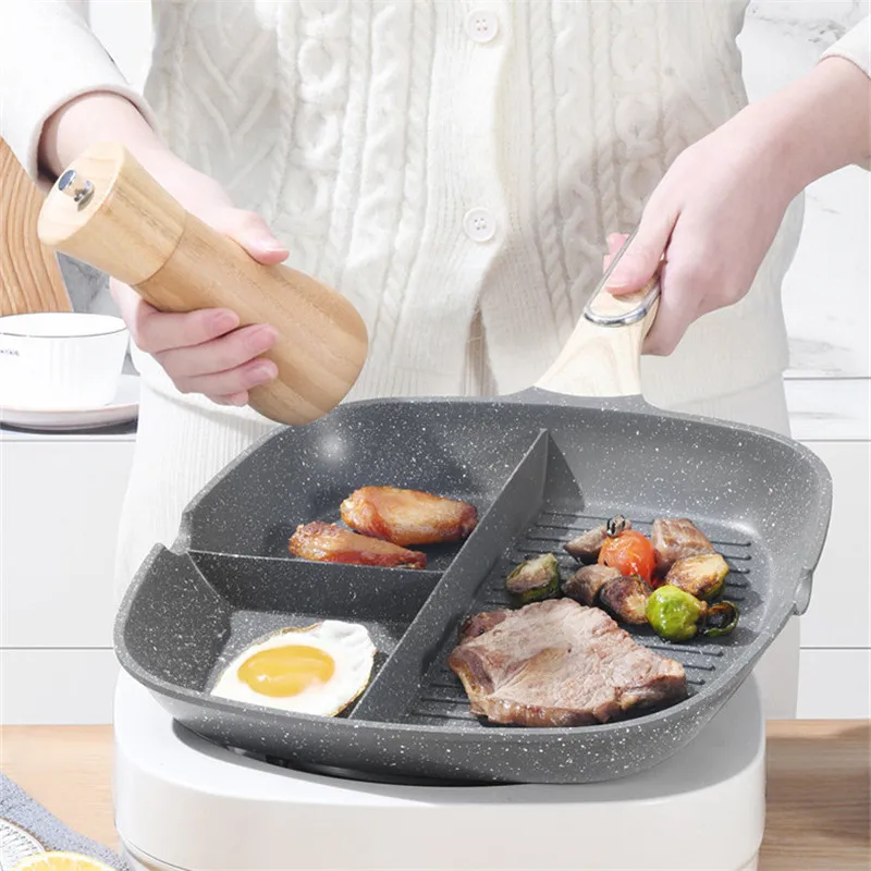  3 Section Pan Skillet - Square 3 in 1 Breakfast Pan