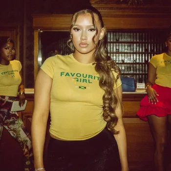 Lettera brasiliana ricamata taglio gotico top abbigliamento da strada plaid bambino T-shirt retrò a maniche corte Y2k abbigliamento 2024 estate EMO 1