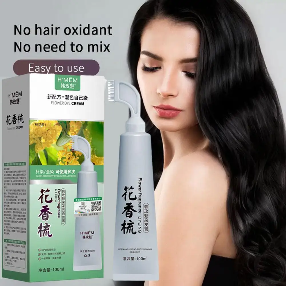 

100ml Fruit Essence Hair Dyeing Comb Hair Color Cream Black Brown For Women Grandma Grandpa black chestnut Brown Z5E7