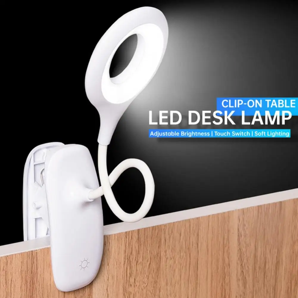 

Led Desk Lamp 3 Levels Brightness Adjustable Portable Eye Protection Clip-on Reading Light Night Lights