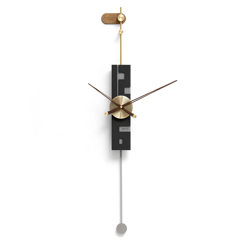 Large Pure Copper slim Pendulum Wall Clock Color:Black